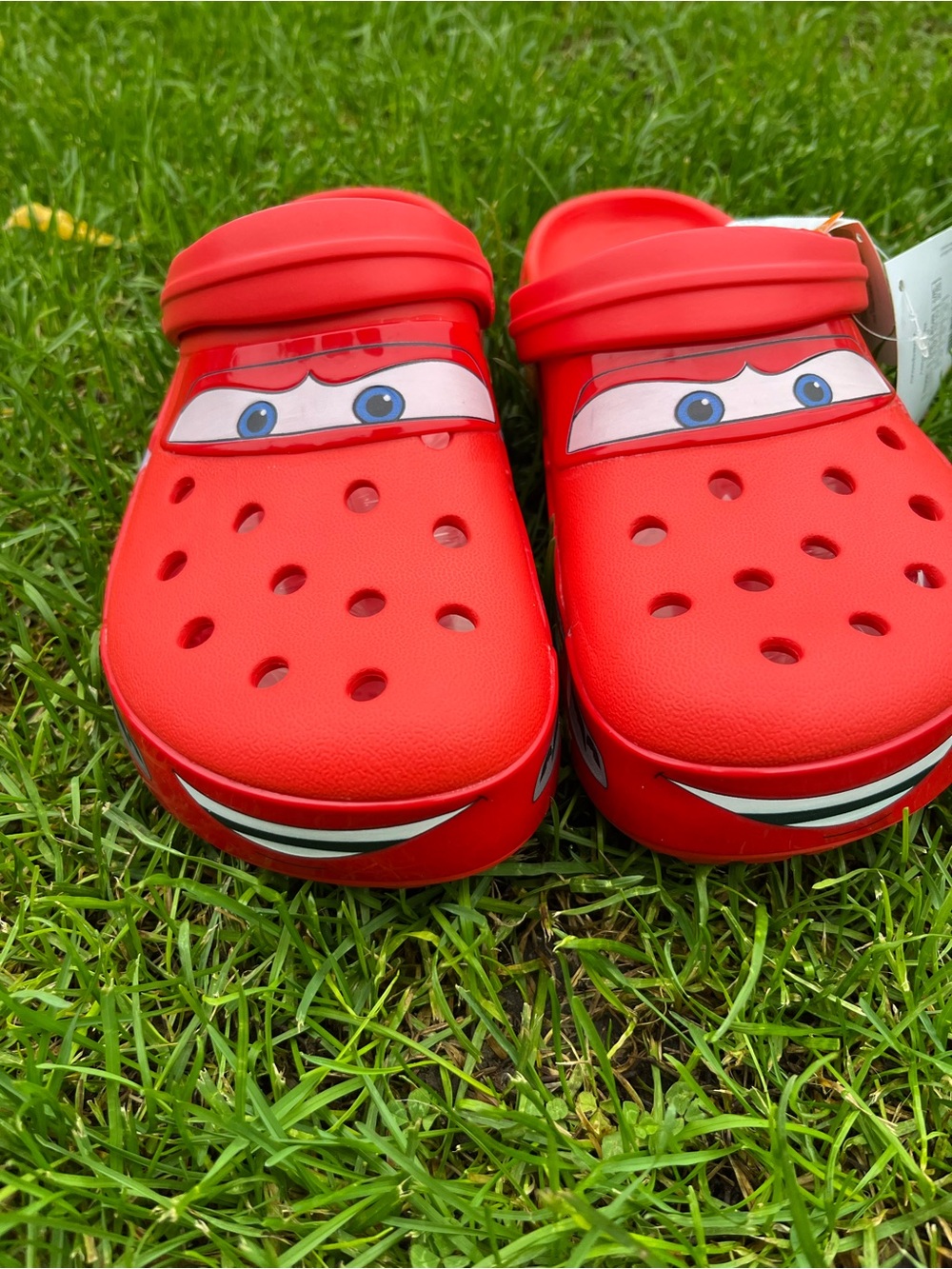 Men Red Lightning Car Clog Shoes - Cartoon Eye Design